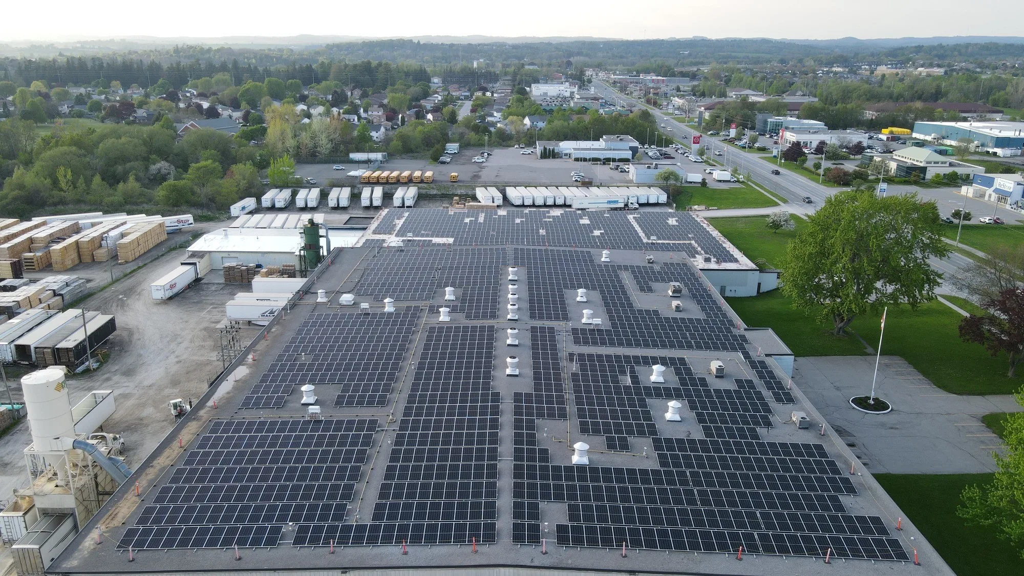 CPS Wood Products facility with rooftop solar panels